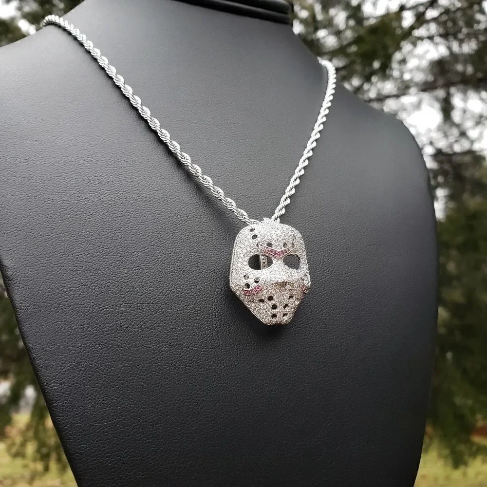 Iced out jason hockey mask Necklace